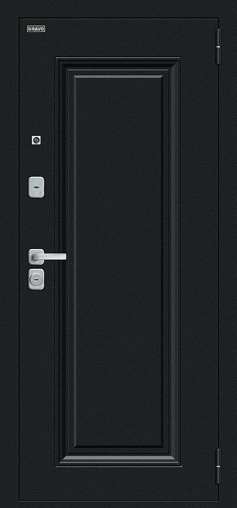 Входная дверь Флэш МФ/BChrome Букле черное/Cappuccino Melinga BR6198 внешняя сторона