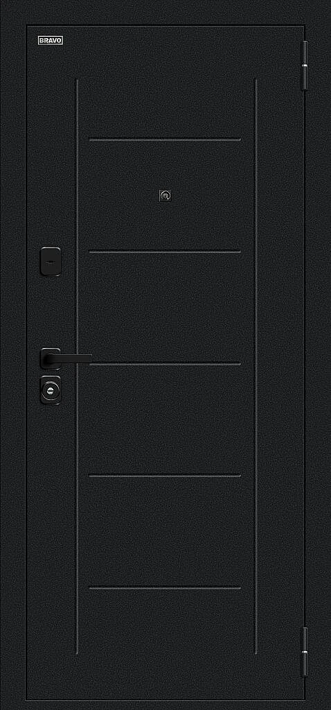 Входная дверь Борн/SBlack Букле черное/Riviera Ice BR6184 внешняя сторона