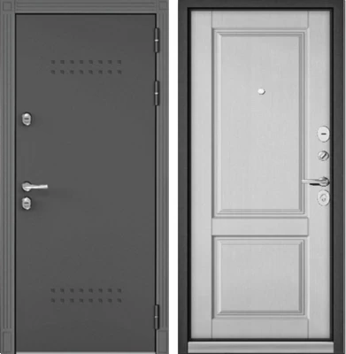 Дверь Бульдорс TERMO STANDART MP БУКЛЕ БУКЛЕ графит R-5/Дуб шале белый - 1